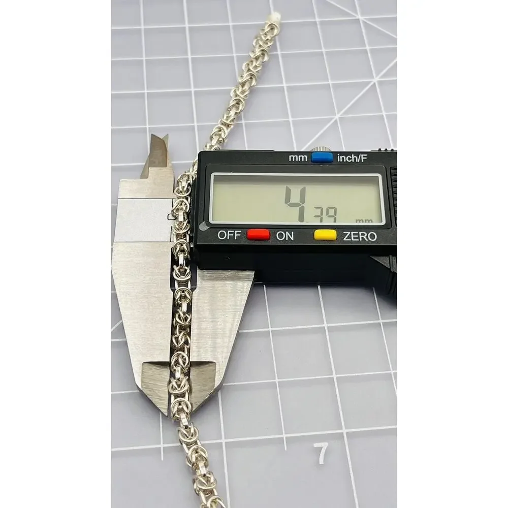 Real Solid Italy 925 Sterling Silver Fancy Byzantine Chain Anklet 3mm-4mm 9-10